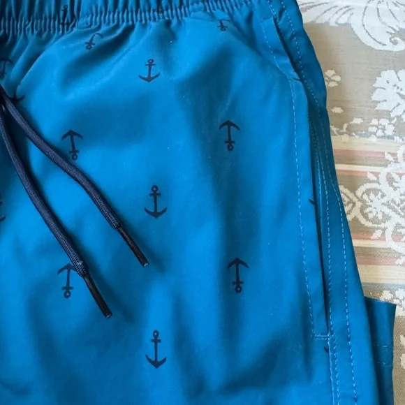 Nautica Men's Teal Anchor Swim Shorts - Picture 2 of 7